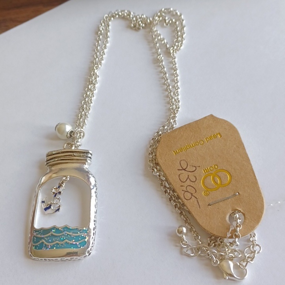 Mason Jar Anchor Beach Necklace